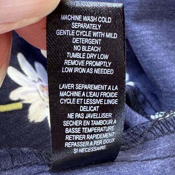 Urban Outfitters ByCorpus Blue Black Floral Scalloped Open Back Dress Pockets L - Picture 12 of 15